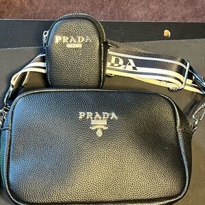Prada Black Leather casual bag Set